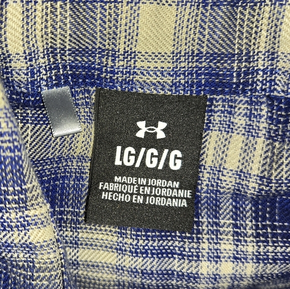 Under Armour UA Tradesman Blue Gray Flannel Shirt Long Sleeve Snap Men's Size La - Picture 6 of 6